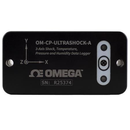 Omega Temperature/Pressure/Humidity Data Logger, 3-Axis Shock, NIST Traceable Certification, Up to 300g, OM-CP-ULTRASHOCK-A