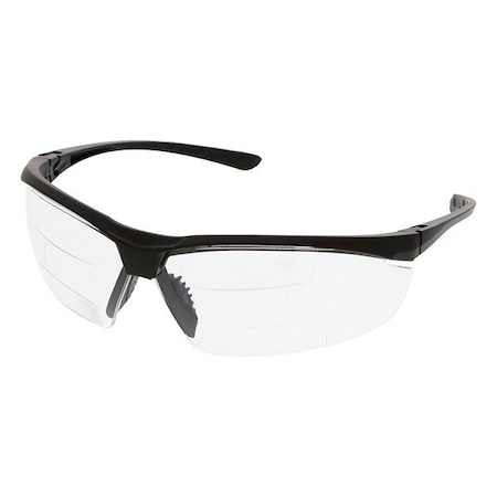 Mcr Safety VL2, Reader Safety Glasses, Anti-Scratch, Clear Lens, Half-Frame VL23D25