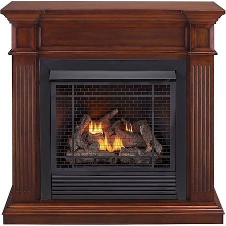 Duluth Forge Dual Fuel Ventless Gas Fireplace W/ Jefferson Series Mantel, 32,000 BTU, Heritage Cherry Finish FDI32R-J-HC