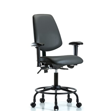Blue Ridge Ergonomics Vinyl Chair, Vinyl, Adjustable Arms BR-VDHCH-MB-RT-T1-A1-RC-8823