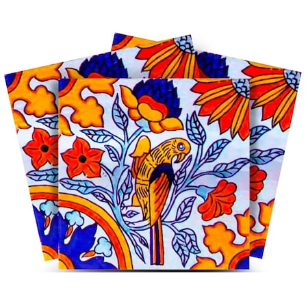 Homeroots 4" x 4" Orange Vinyl Arabesque Peel And Stick Removable Tiles 632698