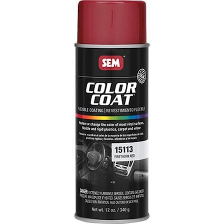 Sem Color Coat Flexible Coating, 16 oz Aerosol Can, Firethorn Red, 24 hr Curing, Aerosol 15113