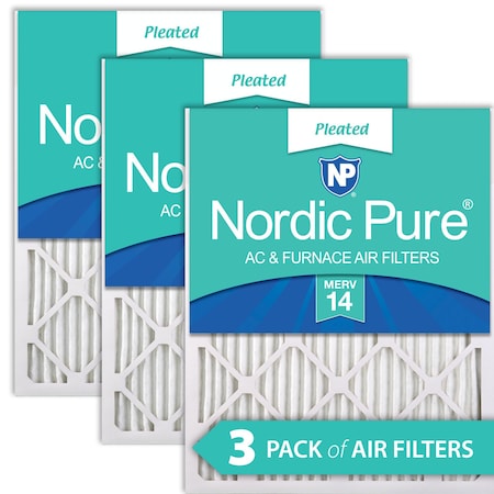 Nordic Pure 14x18x1 Pleated Air Filter, High Capacity, Electrostatically Charged Synthetic Media, MERV 14, 3 PK 14x18x1M14-3