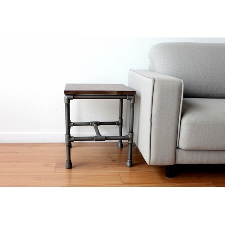 Homeroots 16" Brown and Silver Distressed Solid Wood and Iron Square End Table 571190