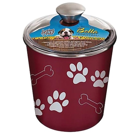 Loving Pets Pet Treat Canister, Plastic/Stainless Steel, Merlot 7480