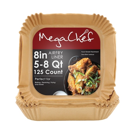 Megachef 125 Piece 8 Inch 5-8 Quart Square Air Fry Parchment Paper Liners 750123659M