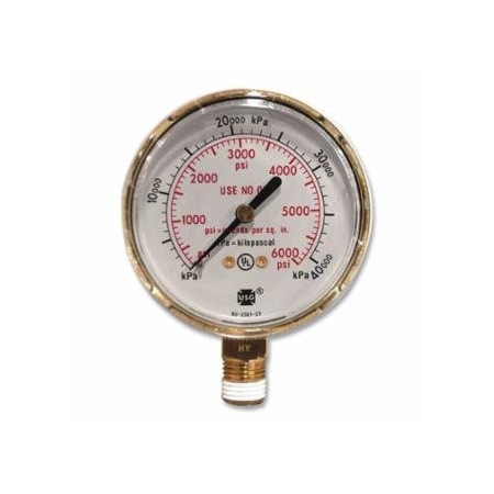 Victor Regulator Gauge, Brass, 2-1/2 in dia, 400 psig 341-1424-0046