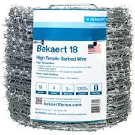 Bekaert BEKAERT 206165 Barbed Wire, 18 ga, 1320 ft L, 4-Barbed Point 206165
