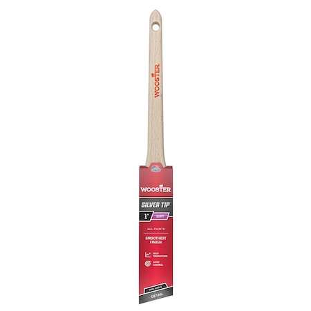 Wooster 1" Angle Sash Soft, Silver CT Polyester Bristle, Paint Brush, Wood Handle 5224-1