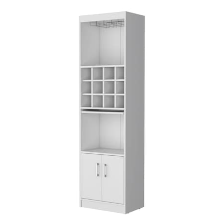 Homeroots 71" White Wood Bar Cabinet With Two Doors 558541