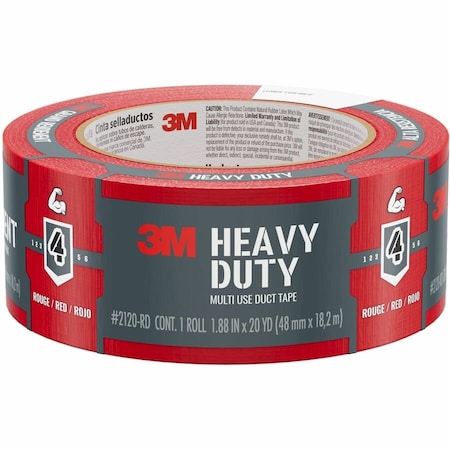 3M Duct Tape, Heavy-Duty, 20 yd L, 1.88 in W, Red 2120-RD