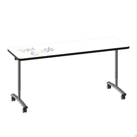 Correll Rectangle Premium Sit To Stand Dry Erase Flip Top Table, 72 in W, 28 in to 38 in H FTS2472DE-80-14-09