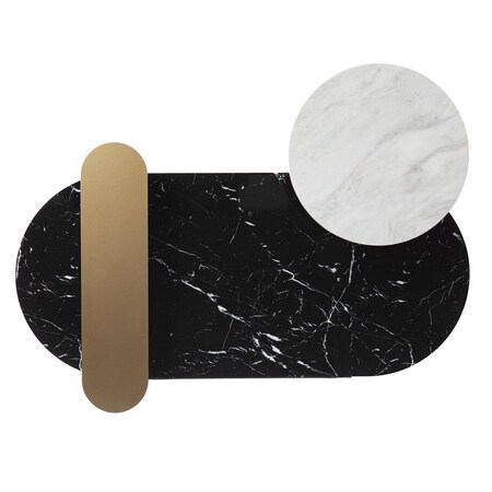 Homeroots 42" Black Faux Marble And Metal With Iron Coffee Table 402138