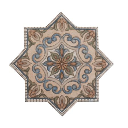 Apollo Tile 7x7 in. Matte Terracotta Blue, Olive Green Star Wall and Floor Tile 6.46 sq ft/case, 16PK UMB88DECSTRCA