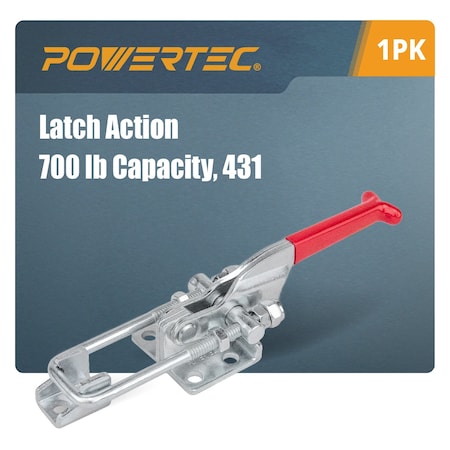 Powertec Toggle Clamp, 700 lbs Cap., 431 Adjustable U Bolt Latch, Antislip Hand Grip 20307N