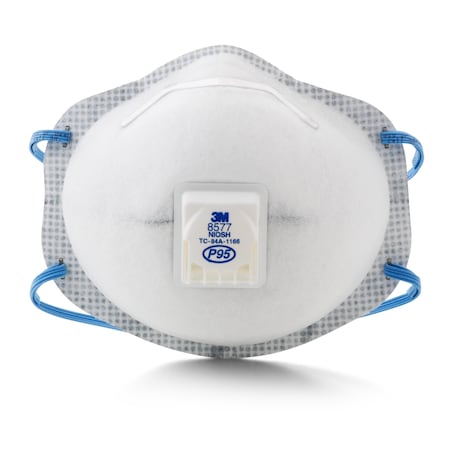 3M Disposable Respirator, Nuisance Organic Vapor, P95, Molded, Dual, Non-Adjustable, Metal Nose Clip 8577