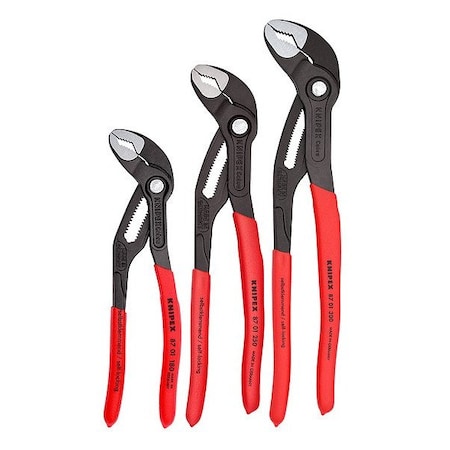 Knipex 3-Piece Cobra Plastic Grip Water Pump Plier Set Dipped Handle 00 20 06 US1