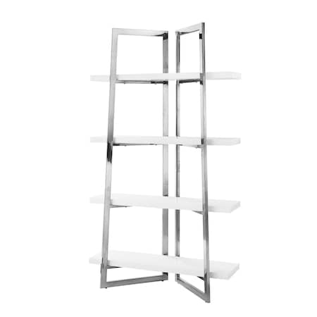 Homeroots 69" White Stainless Steel and Wood Four Tier Etagere Bookcase 544732