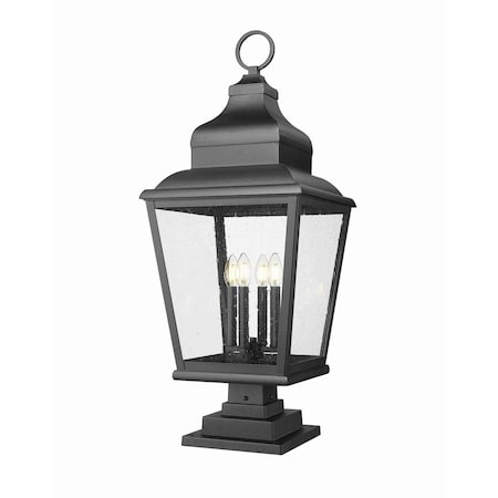 Z-Lite Raphael Sand Black 4 Light Outdoor Pier Mounted Fixture 5029PHXLS-LSQPM-BK