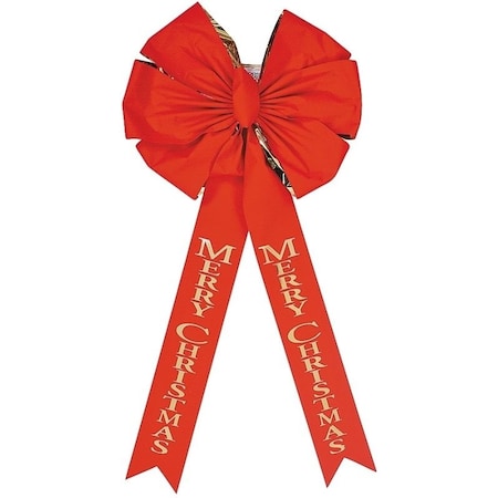 Holiday Trims Deluxe Outdoor Bow, 2 in H, Velvet, Gold/Red 6016