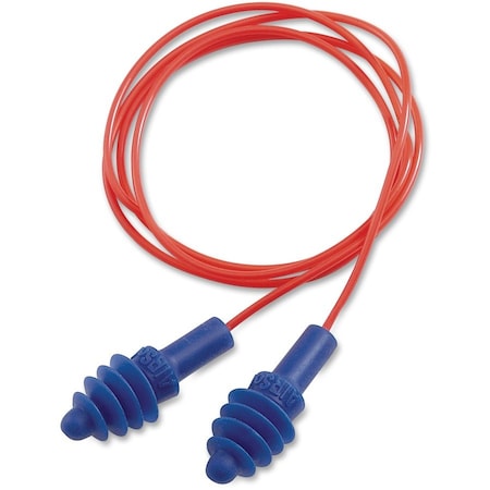 Honeywell Reusable AirSoft Polycord Earplugs, 4 Flange Shape, Blue, 100 PK DPAS-30R
