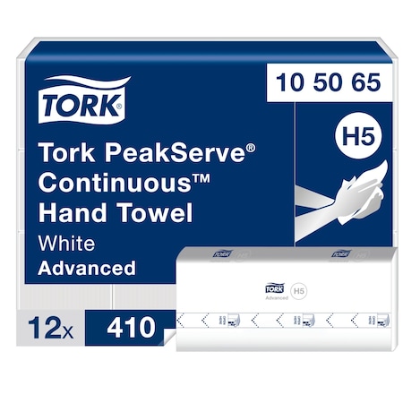 Tork Multifold Paper Towel Sheets, 1 Ply, 410 Sheets, White, 12 PK 105065