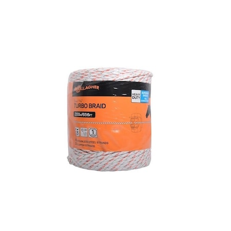 Gallagher Turbo Braid, 7.5 kV, 2-Conductor, Copper/Stainless Steel Conductor, Poly Insulation, White G62176