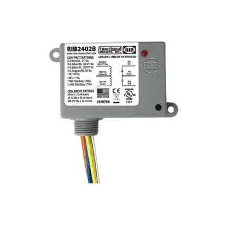 Functional Devices-Rib Enclosed Pre-Wired Relay, 20A at 277VAC, SPDT RIB2402B