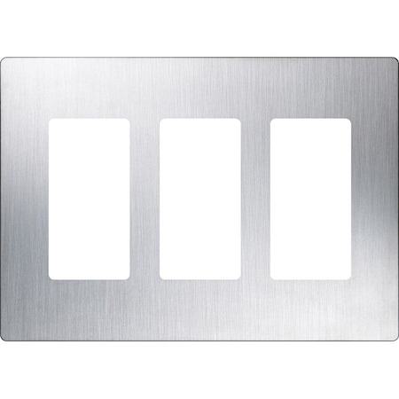 Lutron Designer Wall Plates, Number of Gangs: 3 Stainless Steel, Satin Finish, Stainless Steel CW-3-SS