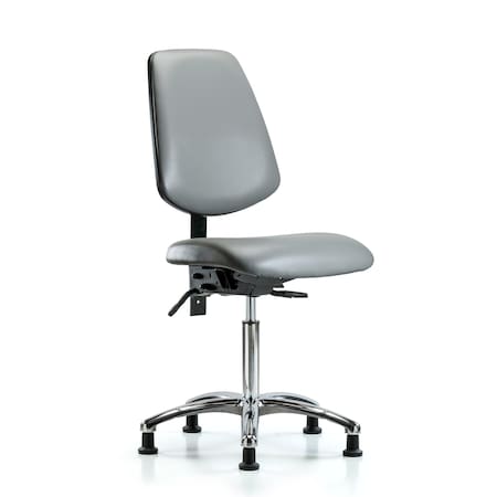 Blue Ridge Ergonomics Vinyl Chair Chrome, Med Bench, Med Back, Tilt, Glides, Sterling BR-VMBCH-MB-CR-T1-A0-NF-RG-8840