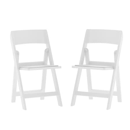 Flash Furniture Hercules Tucker White Lightweight Foldable Chairs, Removable White Vinyl Padded Seats, 2PK 2-LE-L-1M-WH-GG