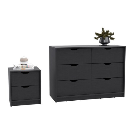 Homeroots Two Piece Black Bedroom Set 526366