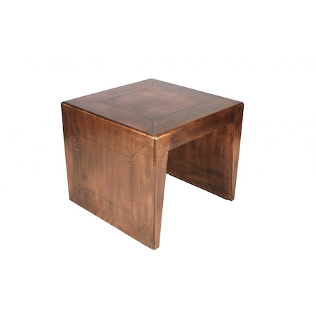 Homeroots 24" Copper Wood and Metal Square End Table 488523
