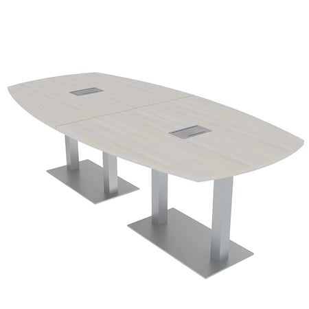 Skutchi Designs Arc Boat Conference Table, 45 in W, 96 in L, Ivory HAR-ABOT-48x96-DOU-K458-ESIL