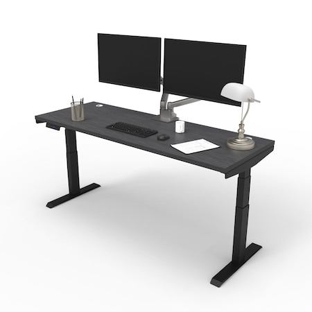 We'Re It Electric Sit Stand Desk, 46.25 H, 24 W X Laminate wood, metal, Black, Burnt Strand VL23BLK7224-6307