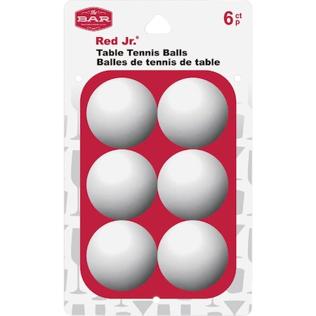 The Bar Red Jr. Wht Table Tennis Balls, 6PK 16782