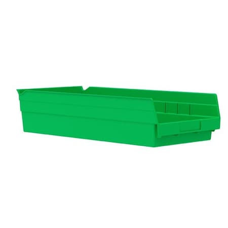 Akro-Mils Shelf Storage Bin, Plastic, Green, 4 in H, 8 3/8 in W, 17 7/8 in L 30158GREEN