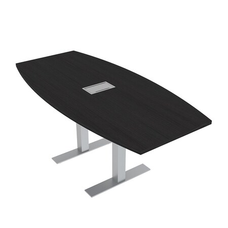 Skutchi Designs 6ft Conference Table With Power Unit | 6 Person Modular Boat Meeting Table | Harmony Series HAR-BOT-36X72-T-U999ST19-ESIL