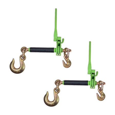 Mytee Products 2PK 5/16in- 3/8inFolding Handle Ratchet Chain Binder w/ 3/8inGrab & 1/2inSlip Hook, 2PK CBRS-FH516SHx2