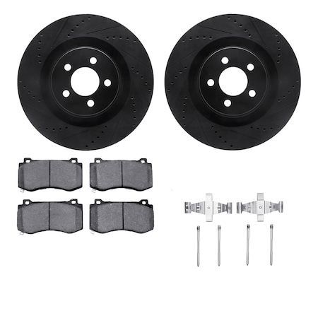 Dynamic Friction Co DFC Rotors-Drilled & Slotted-Black w/ EURO 5000 Ceramic Brake Pads Incl Hdw 8612-39000
