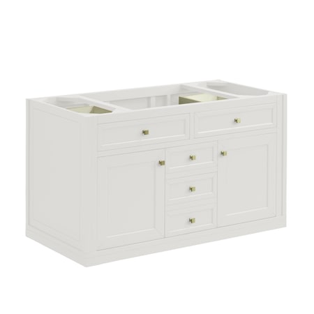 James Martin Vanities Chicago 48in Single Vanity, Glossy White, w/ 3 CM Parisien Bleu Silestone Top 503-V48-GW-3PBL