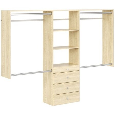 Easy Track 4ft-8ft W Premium Closet Kit + Drawers, Honey Blonde OK7272-MJ