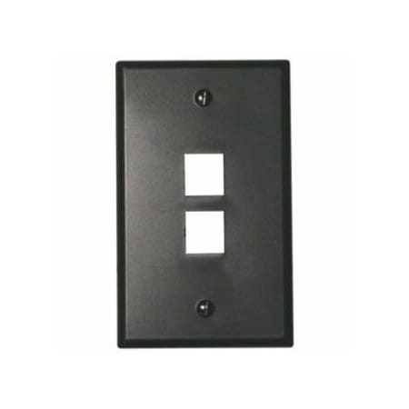 Leviton 2-Port Wallplate Unloaded, 1-Gang Use W/Snap-In Modules, Quickport BK 41080-2EP