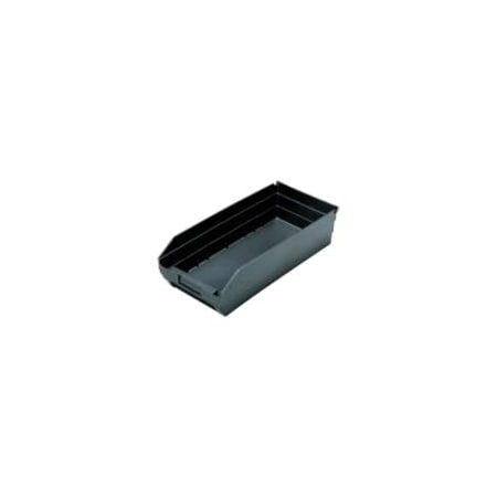 Quantum Storage Systems Shelf Storage Bin, Polypropylene/Polyethylene, Black, 4 in H, 8 3/8 in W, 17 7/8 in L QSB108BR