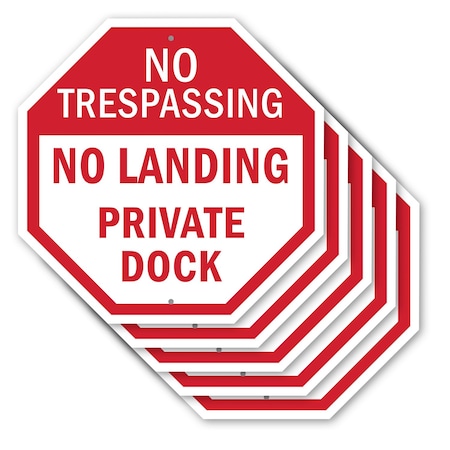 Signmission No Trespassing No Landing Private D, 10 inch X 10 inch, Aluminum Metal Signs, 5PK OC-A-5Pack-10-95