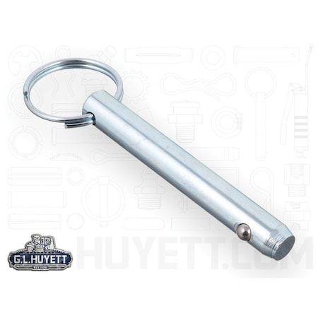 Huyett Detent Pin, Zinc Plated Medium Carbon Steel, 0.438 in Dia x 1.562 in Effective L x 0.443 in Hole Dia DTP-0437-1562