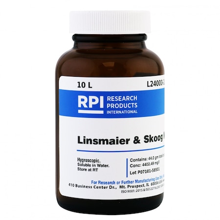 Rpi Linsmaier and Skoog Medium, Powder, 44g Makes 10 Liters L24000-10.0