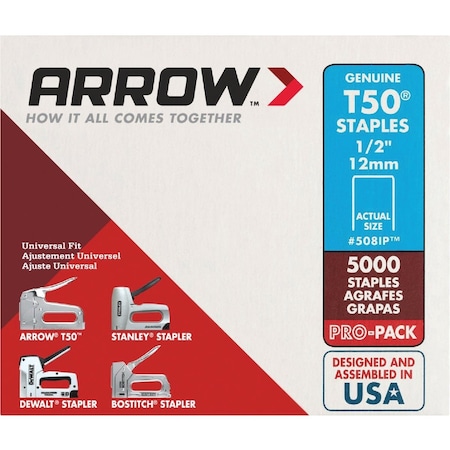 Arrow Lock T50 Pro-Pack Heavy-Duty Staple 1/2'', 5000PK 508IP