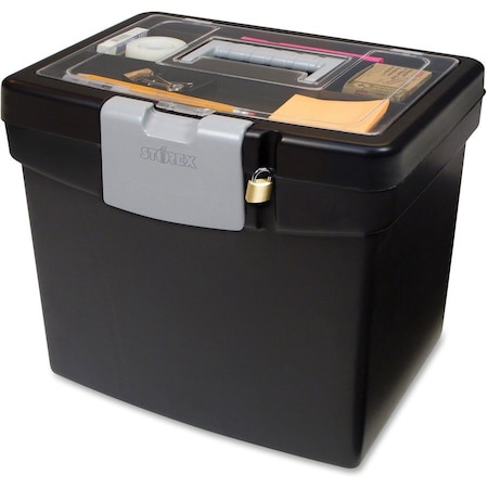 Storex Portable File Box with XL Storage Lid, Black 61504B03C