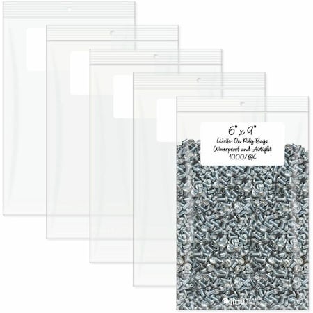 C-Line Products C-Line 47269 Recloseable Poly Small Parts Bags  6 x 9  Clear with White ID panel  1000/Carton 47269